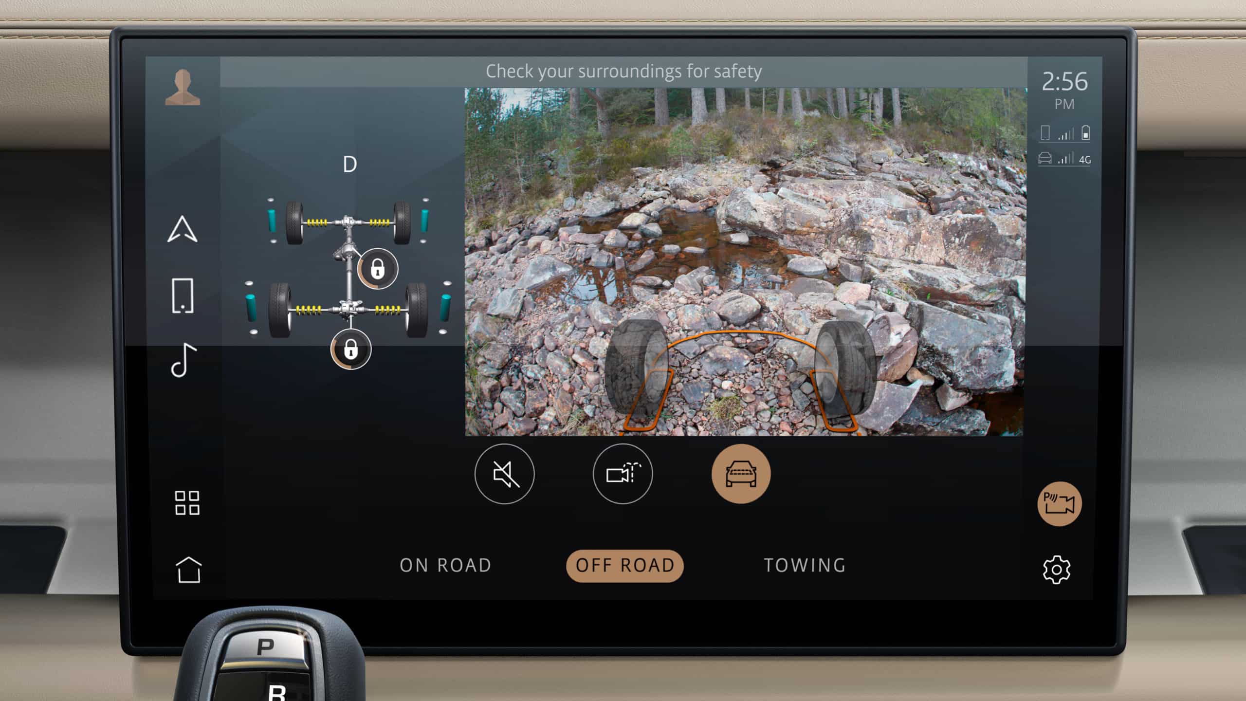 Screen showing safety settings while driving